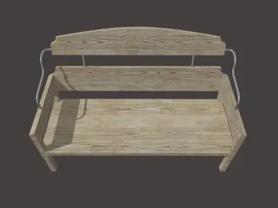 Low Poly White Wood Bench Low-poly 3D model