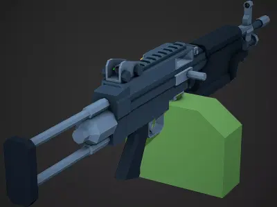 Stylized M249 LMG Low Poly Mobile Ready Low-poly 3D model