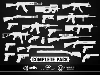COMPLETE WEAPONS PACK - Models and Textures Low-poly 3D model