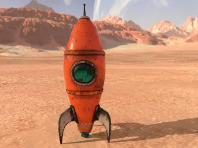 Orange Rusty Rocket Low-poly 3D model