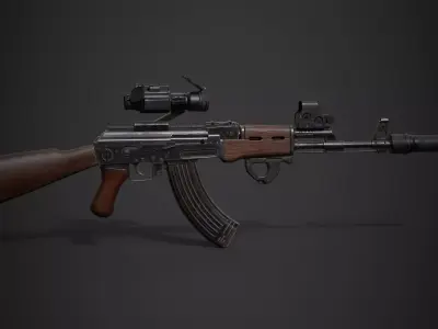 AK-47 rifle Low-poly 3D model