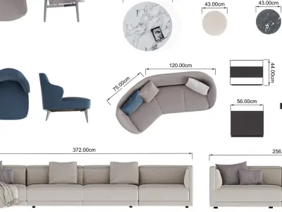 FLOOR PLAN 2d furniture top view 3D render realistic part 2 3D model
