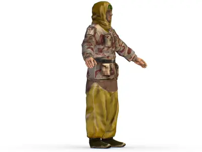 LowPoly Man Old Afghan Soldier Low-poly 3D model