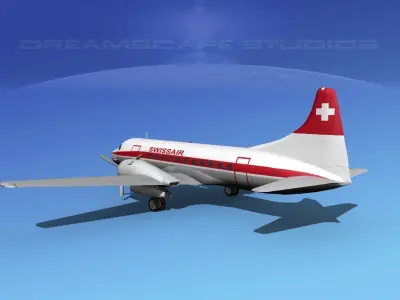 Convair CV-340 Swissair 3D model