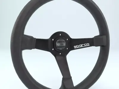 Steering Wheel Sparco R325 Leather Black 3D model