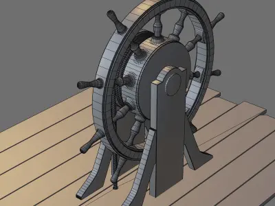 Old Ship Steering Wheel 3D model