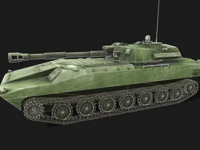 Tank 2s1 Gvozdika Low-poly 3D model