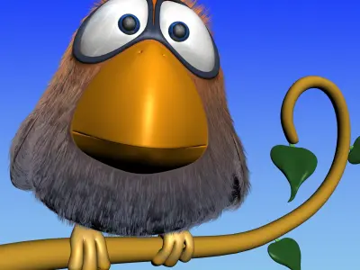 Cartoon Bird Rigged Low-poly 3D model