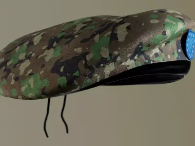 Military Beret Helmet Hat Camo green Low-poly 3D model