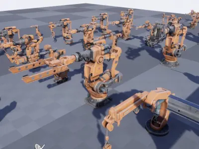 Industrial Robot Pack Low-poly 3D model