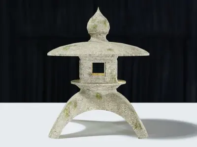  3D Japanese Stone Lantern 4 Legs - Japan Collection 3D model