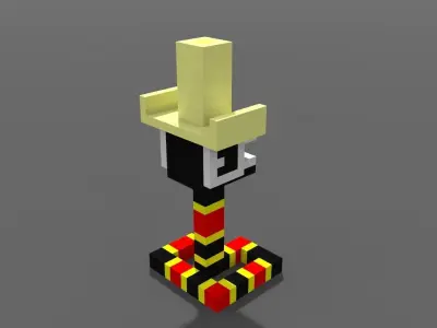 Voxel Coral Snake Low-poly 3D model