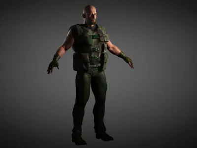 The Mercenary man in camouflage outfit Low-poly 3D model