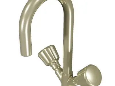 Spectacular Brass Mixer Faucet Low-poly 3D model