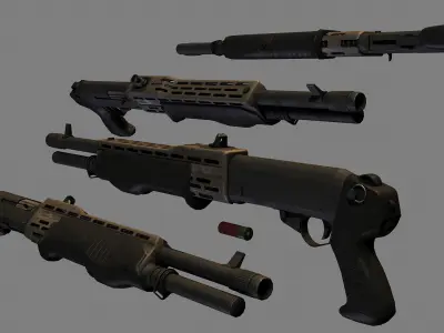 Spass 12 Shotgun Low-poly 3D model