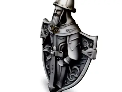 Medieval Knight Shield Wall Decor Low-poly 3D model