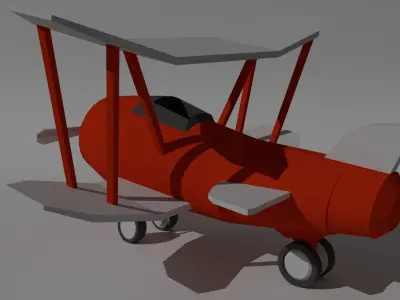 low poly plane biplane Low-poly 3D model
