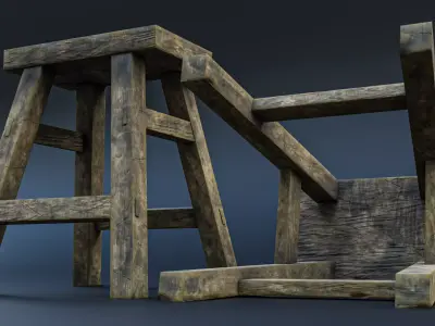 Wood Chair Low-Poly Game Asset Free low-poly 3D model