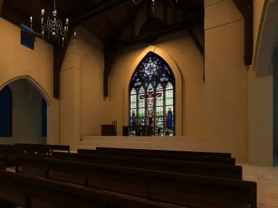 Church inside of with pews 3D model
