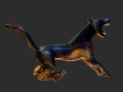 Game ready Animated Attack Dog 3D model