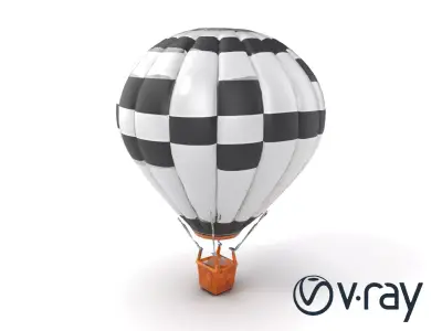 Classic Hot Air Balloon Checkerboard Model Pack Low-poly 3D model