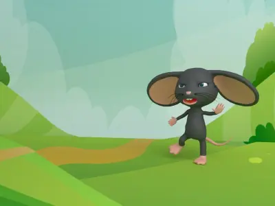 Cartoon Rat Rigged 3D Low-poly 3D model