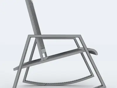 Wood Rocking Chair 3D Model Low-poly 3D model