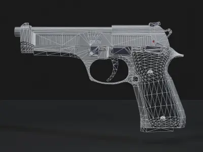 Renetty 9mm Pistol Low-poly 3D model