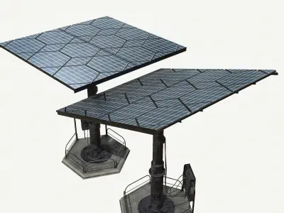 Solar panel Low-poly 3D model 3