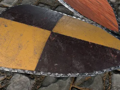 Medieval round shield with coat of arms 11 Low-poly 3D model