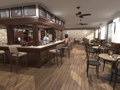 Cafeteria Interior Low-poly 3D model