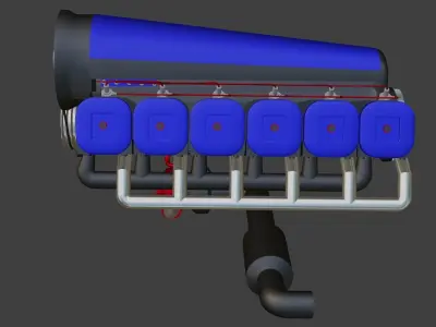 I 6 air cooled engine 3D model