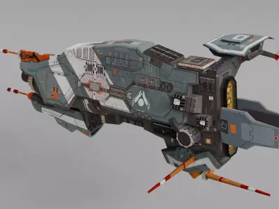 Spacecraft fighterjet Low-poly 3D model