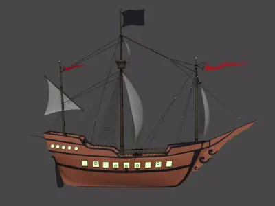 LowPoly Pirateship 3D model