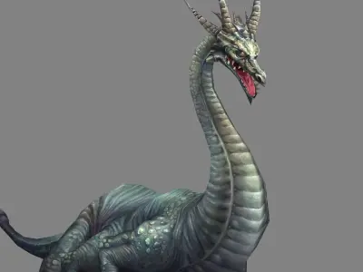 A six legged dragon monster - mosasaur Low-poly 3D model