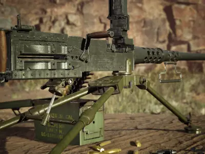Game Ready M2A1 Browning Machine Gun 3d model  Low-poly 3D model
