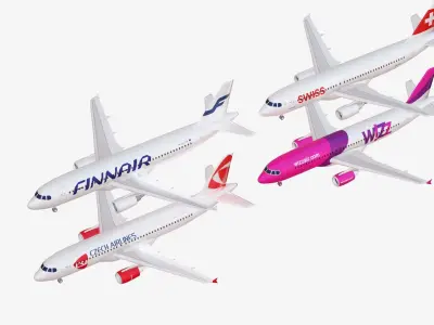 Bunde 4x Airbus A320 3D model