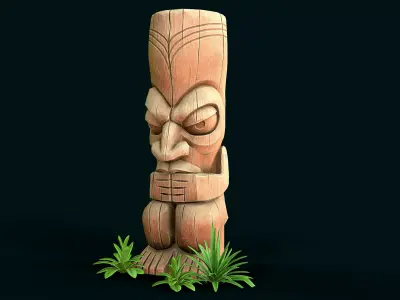 Stylized Wood Totem 3 Low-poly 3D model