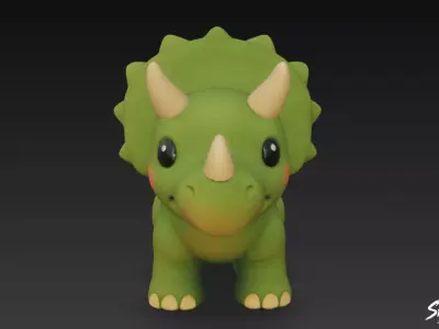 Cartoon Plush Triceratops Low-poly 3D model
