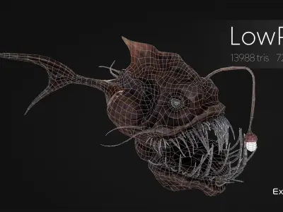 Fish low poly model - Anglerfish - ocean horror - monster fish 5 Low-poly 3D model