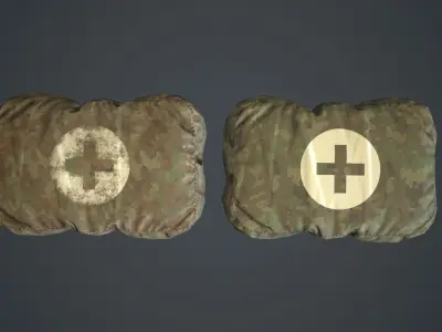 Camouflage First Aid Kit PBR Game Ready Low-poly 3D model