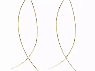 Gold Earrings Fish Shape Low-poly 3D model