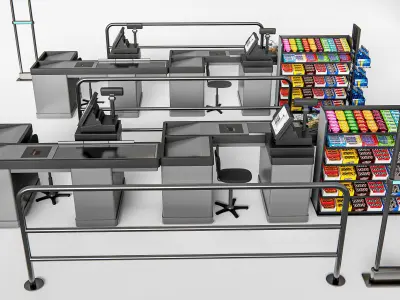 Supermarket Shop Store Elements checkout 1 3D model