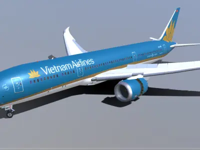 Boeing 787-9 Vietnam airlines livery Low-poly 3D model