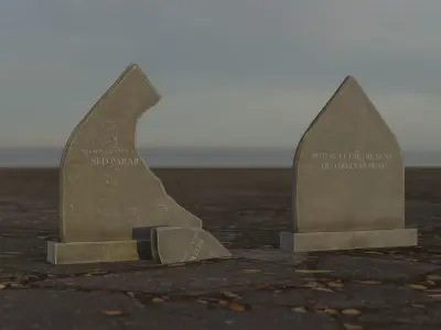Hand Sculpted cemetery gravestones part 13 Low-poly 3D model