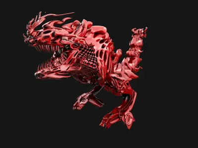 abstract robotic futuristic dinosaur 3D model