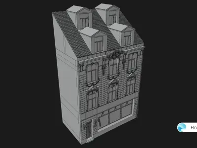 Old Riga Building 3D model Low-poly 3D model