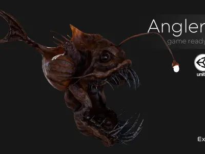 Fish low poly model - Anglerfish - ocean horror - monster fish 5 Low-poly 3D model