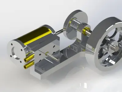 SIMPLE 1 CYLINDER OSCILLATING STEAM ENGINE 3D model