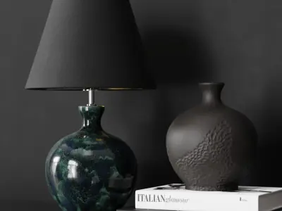  Eno Ceramic Olive Granada Shade Lamp Model, Green 